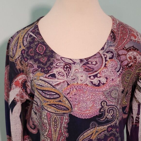 Ladie's top W/fringe, purple Paisley. Medium. Western rodeo. - Picture 2 of 7